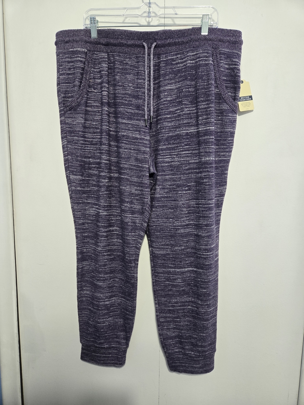 St. John's Bay Active Jogger Pants XL Purple Heather NWT Drawstring Cozy
